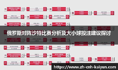 俄罗斯对阵沙特比赛分析及大小球投注建议探讨